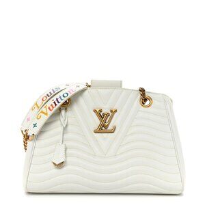 Authentic LV Calfskin New Wave Chain Tote in Snow